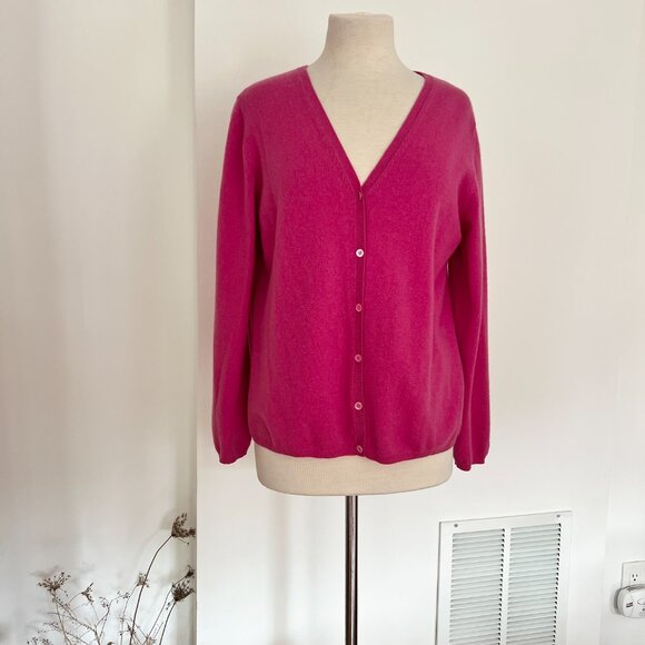 Vintage LL Bean Cashmere pink Cardigan sweater size M -L - Picture 6 of 9